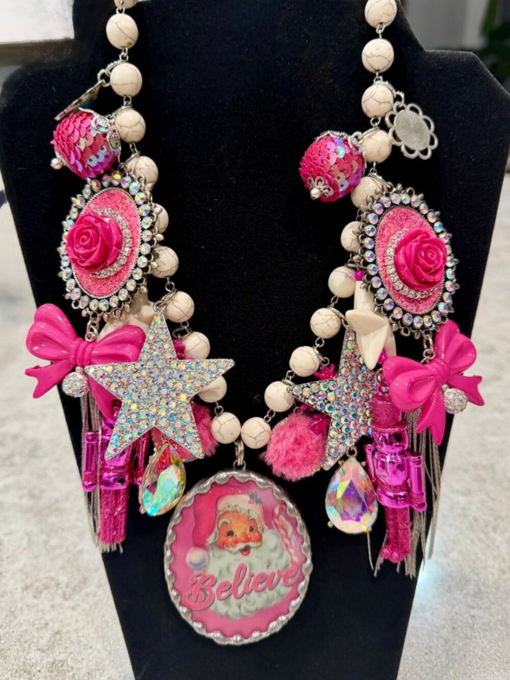 Believe Necklace in Hot Pink